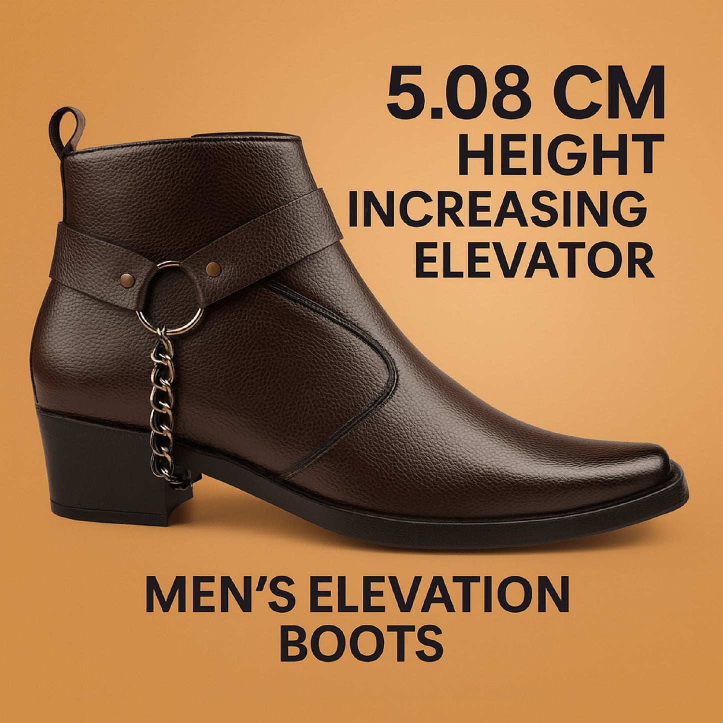 Stylish 2 Inches Heel Height Elevator Boots for Extra Confidence