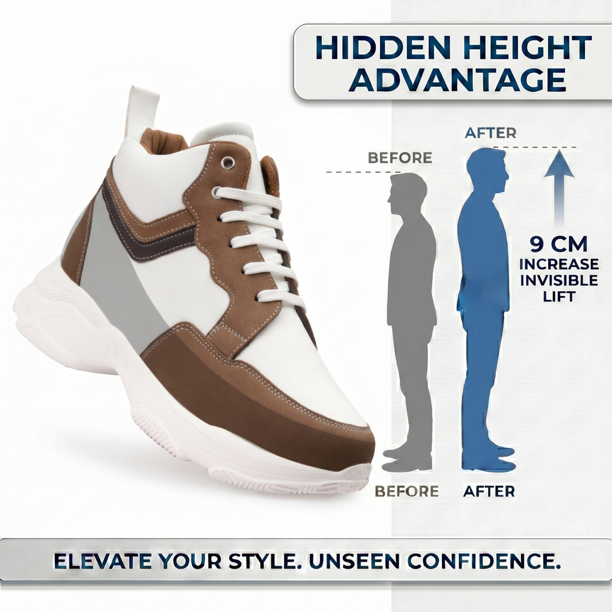 BXXY Premium Casual Sneakers Designed with a Hidden 9CM Height Boost for Men