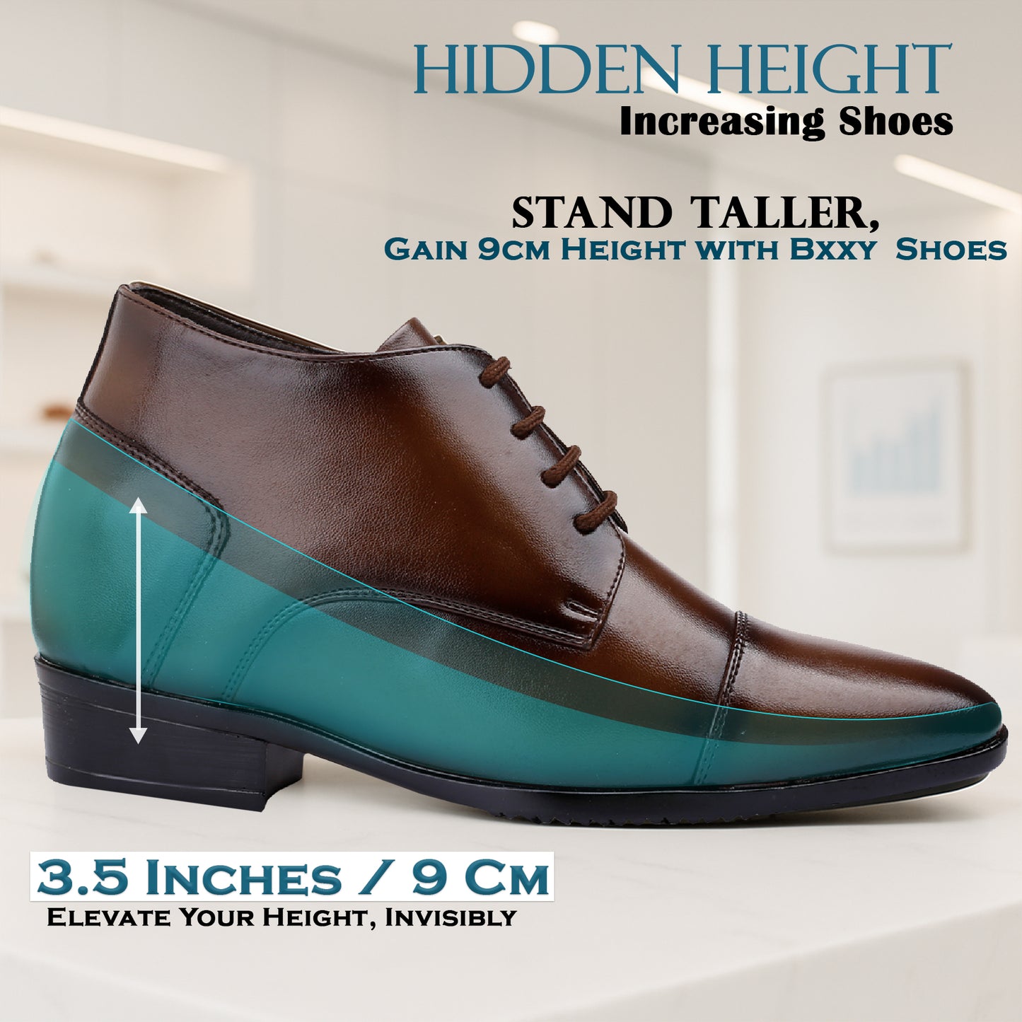 Formal Elevator Shoes for Men – 9CM Invisible Height Lift, Elegant Design