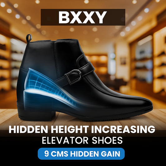 Men’s 9cm Hidden Heel Formal Height Increasing Boots