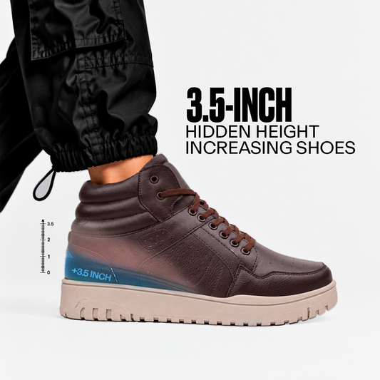 Bxxy Mens 9 CM Hidden Height Increasing High Top Sneakers - Brown