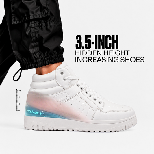 Bxxy Mens 9 CM Hidden Height Increasing High Top Sneakers - White