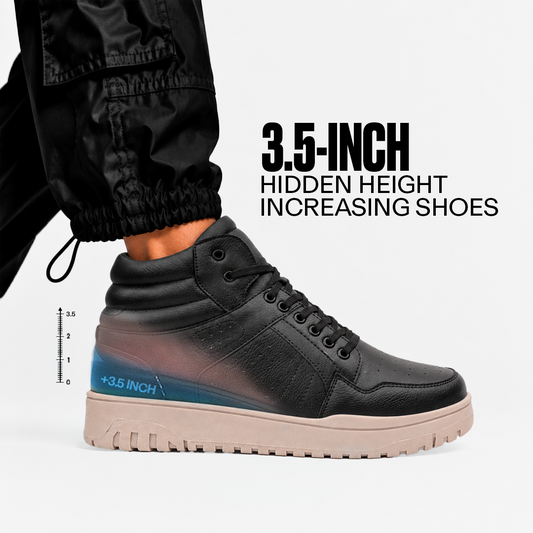Bxxy Mens 9 CM Hidden Height Increasing High Top Sneakers -Black