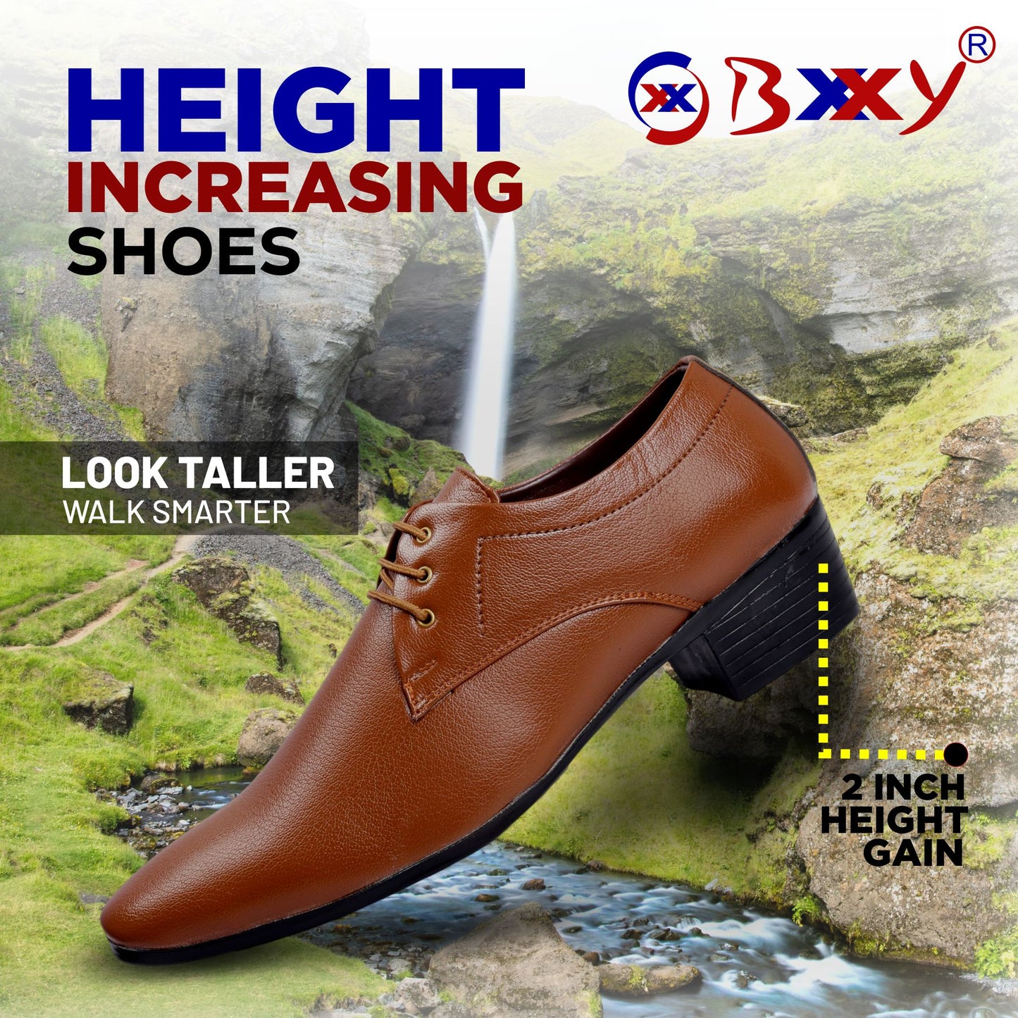 Men/s Height Increasing Derby Faux Upper Formal Wear Black Lace Up Shoes