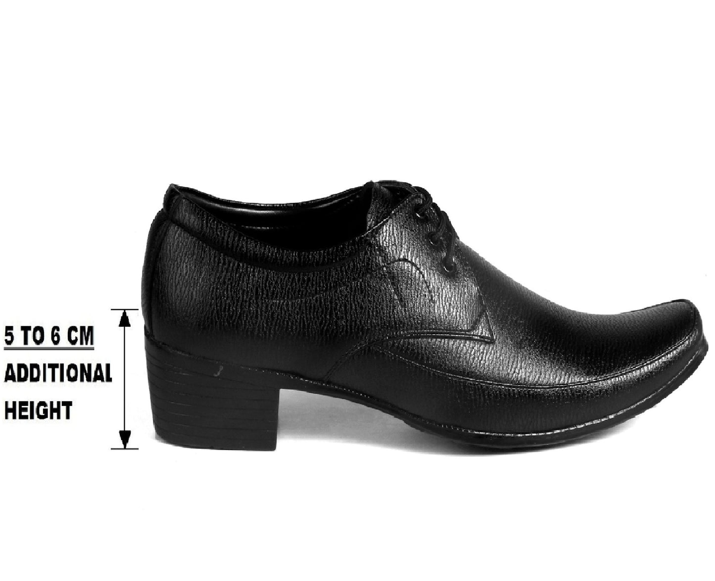 Men/s Height Increasing Faux Upper Formal Derby Black Lace-Up Shoes