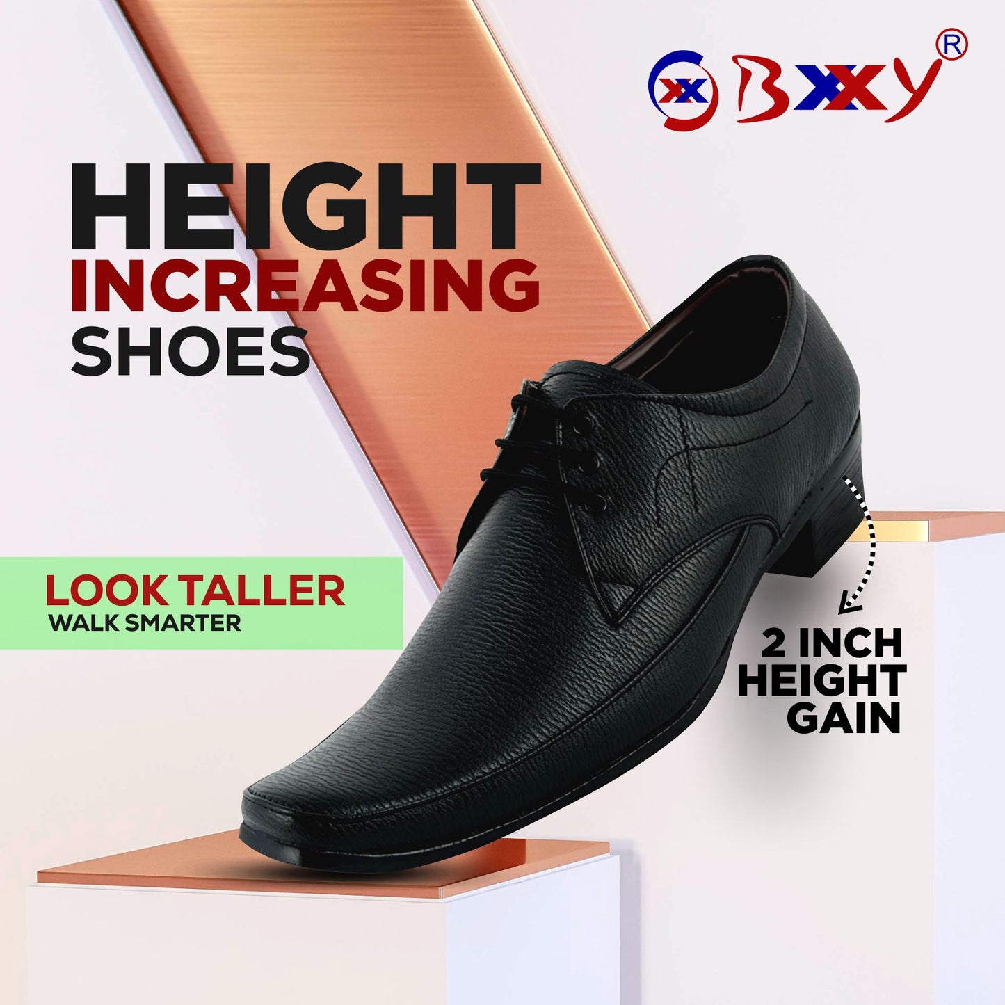 Men/s Height Increasing Faux Upper Formal Derby Black Lace-Up Shoes