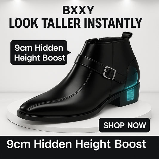 Men’s 9cm Hidden Heel Formal Height Increasing Boots