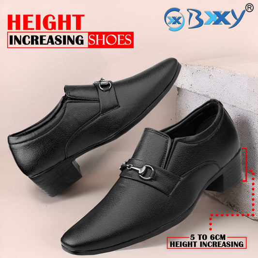 BXXY Men's Formal Height Increasing Slip-On Buckle Shoes