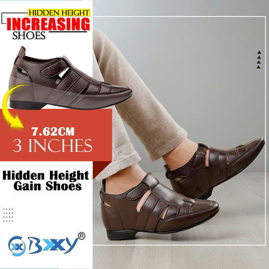 BXXY 3 Inch (7.6 cm) Hidden Height Increasing Casual Roman Sandals for Men