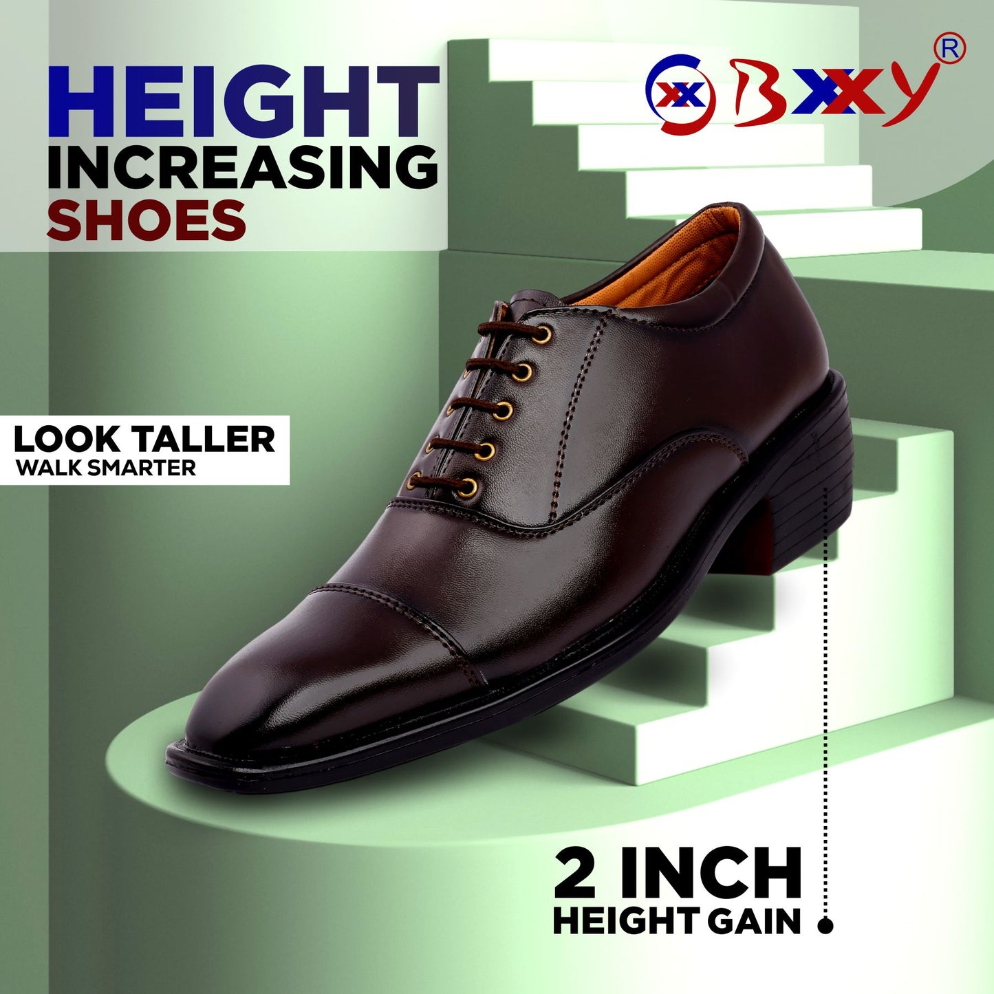 Bxxy Men's Height Increasing Stylish Casual and Formal Wear Lace-Up Shoe