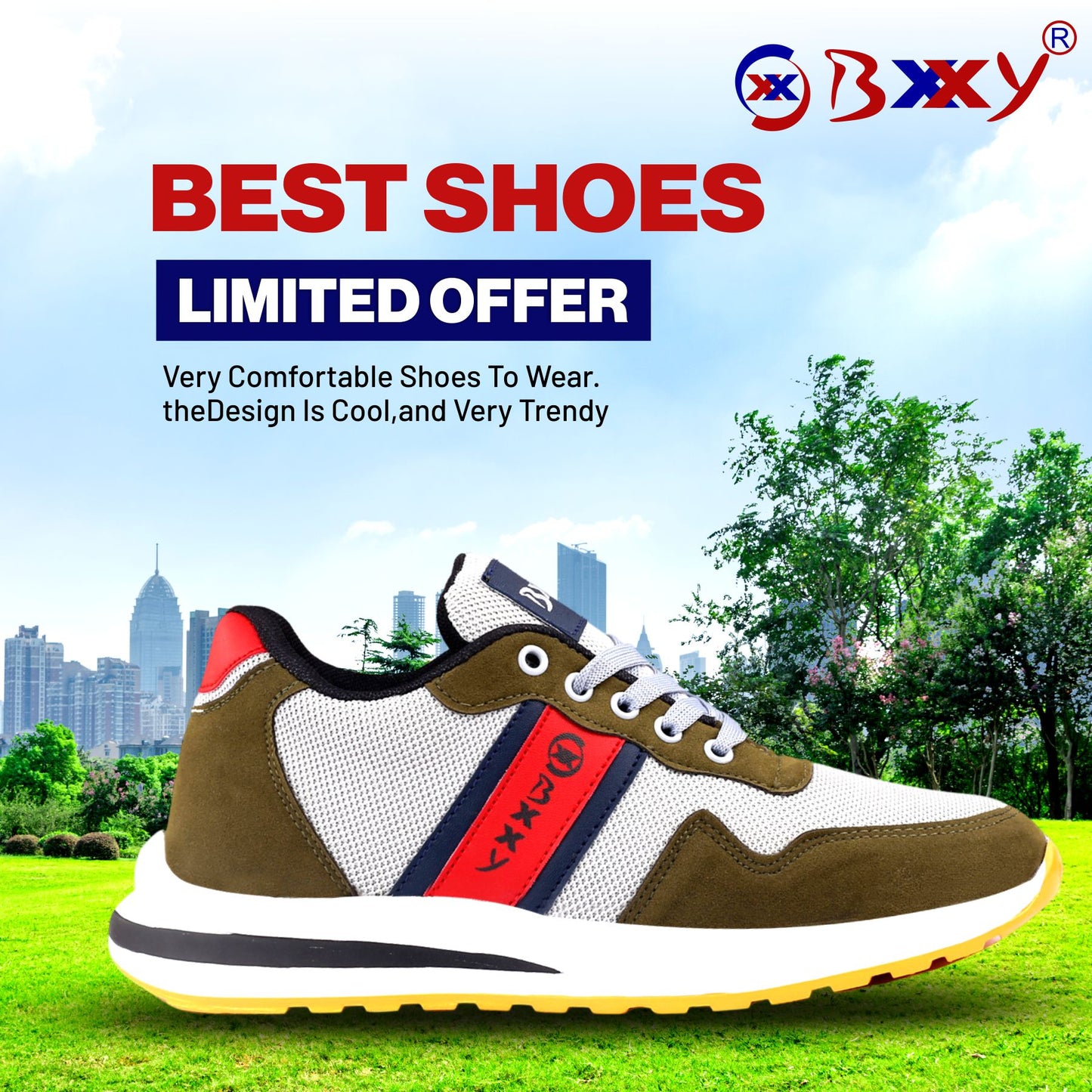 BXXY Men's New Casual Sports and Running Lace-Up Shoes