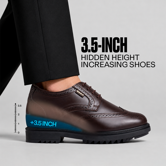 Brogue Lace-up Shoes Brown - 3.5 Inches (9CM)