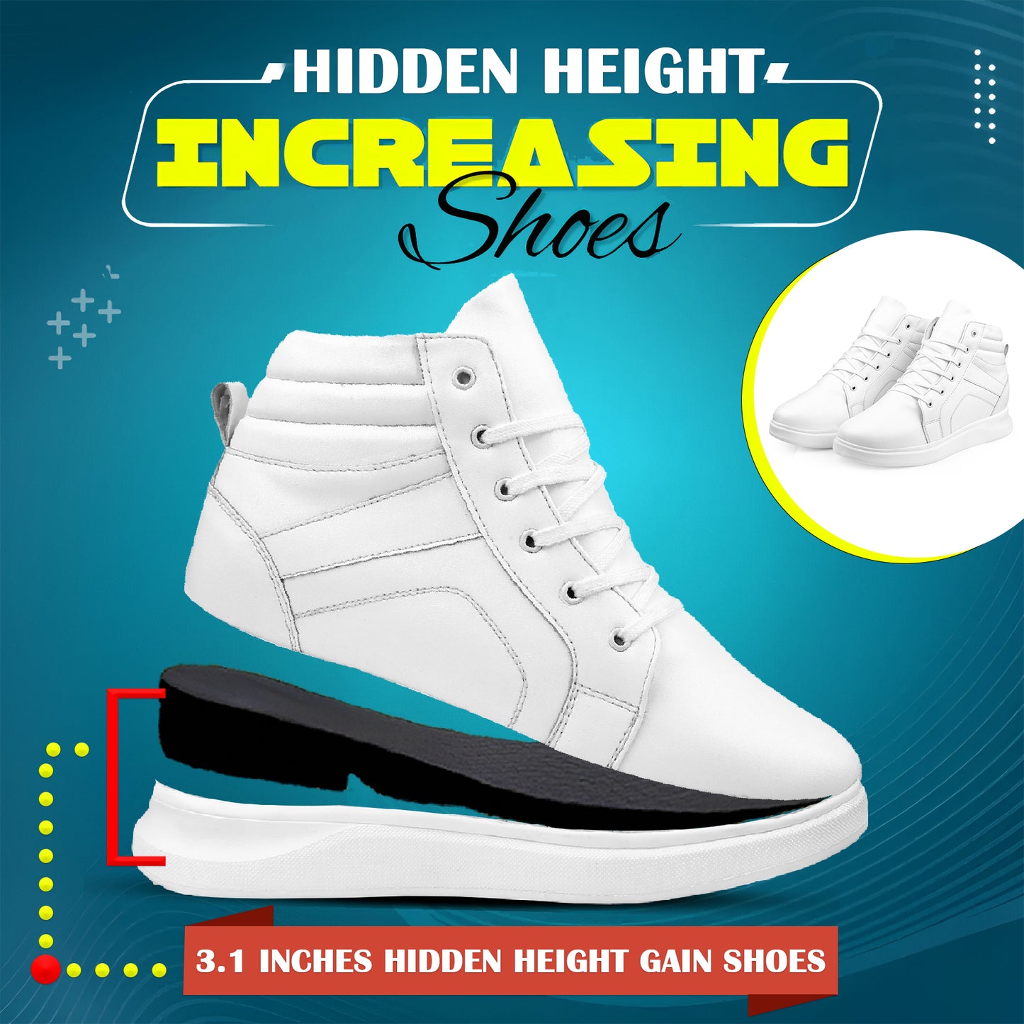 Men's 3.1 Inches Hidden Height Increasing Boots