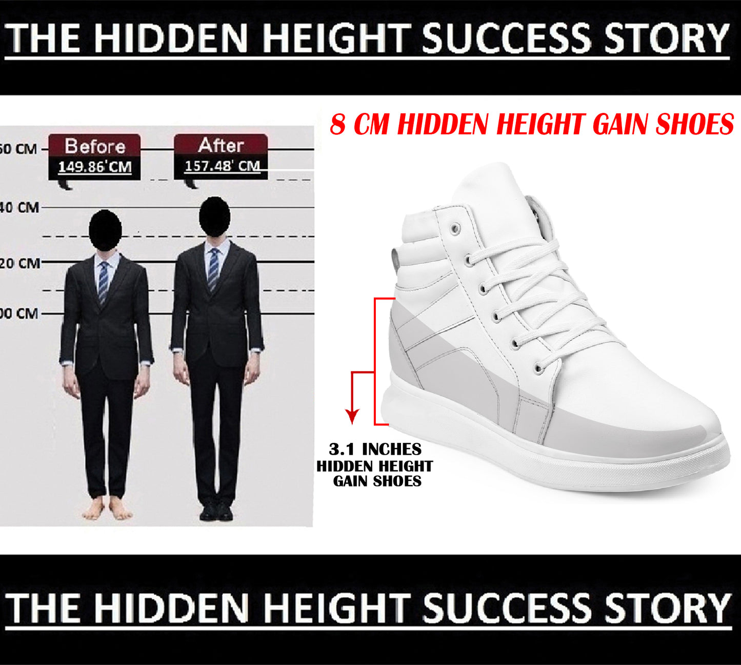 Men's 3.1 Inches Hidden Height Increasing Boots