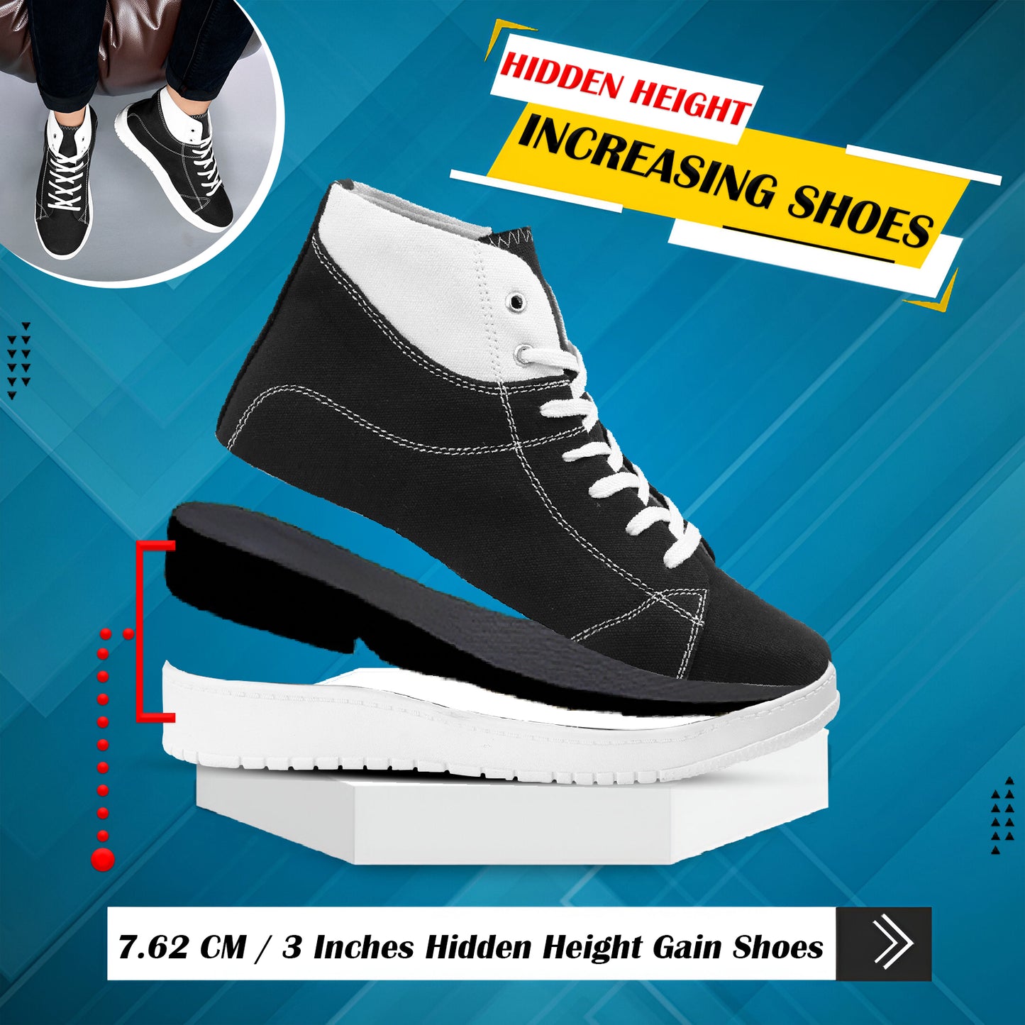 Men's 3 Inch Hidden Height Increasing shoes