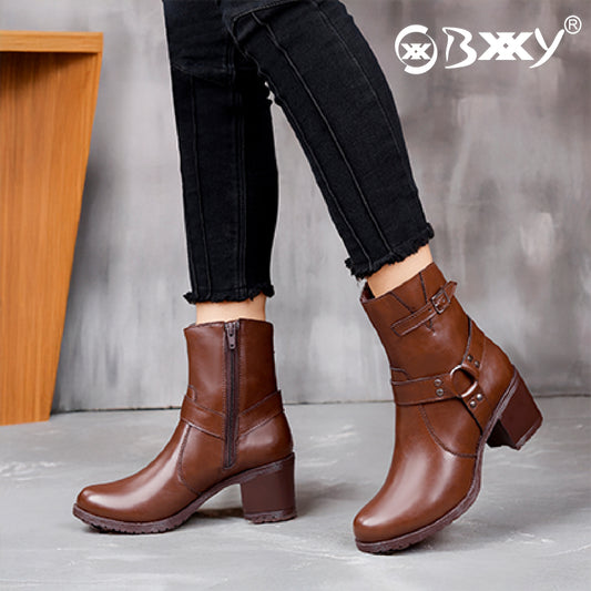 Elegant Black Vegan Ankle Zipper Boots for Women