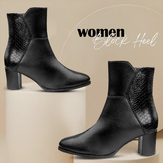 Classic Vegan Crocodile Textured Chic Fashioned Zipper Ankle Boots for Women