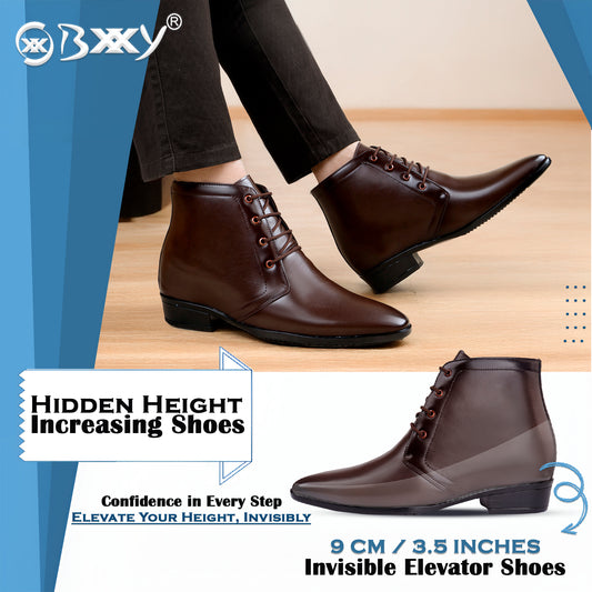 Men’s Formal Height Boost Boots by BXXY – Hidden 3.5 Inch Elevator Sole