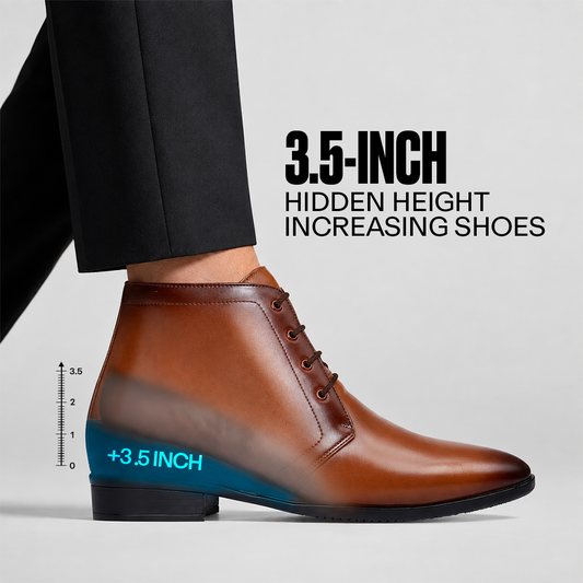 BXXY Men's 3.5 Inches Hidden Height Increasing Formal Lace-up Boot - Tan