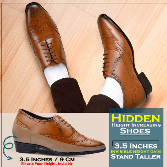 Elegant Brogue Dress Shoes for Men – BXXY 3.5 Inch Height Boost