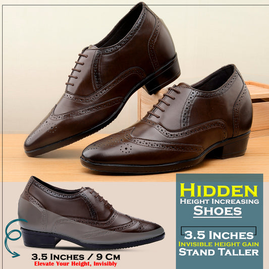 BXXY Formal Elevator Shoes for Men – Classic Brogue with 3.5" Height Gain