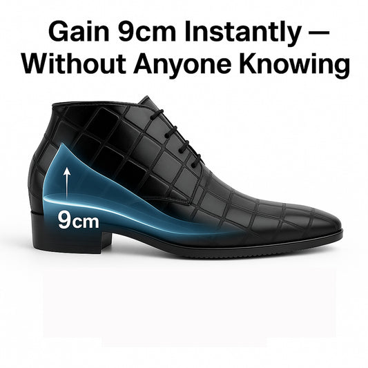 Men's 9 cm Height Boosting Shiny Formal Lace-Up Shoes