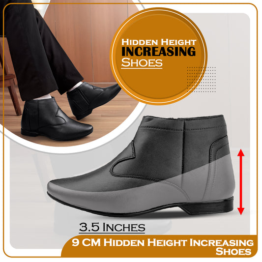 Bxxy Men’s Elevator Boots with Zipper – 3.5 Inch Height Boost