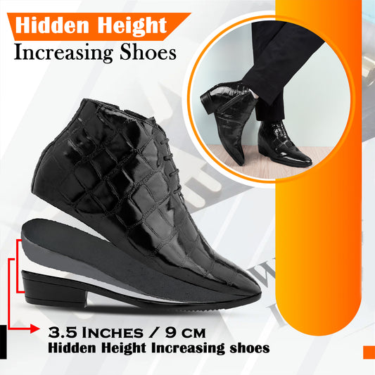 BXXY 9 cm Hidden Height Increasing Shiny Formal Lace-Up Shoes