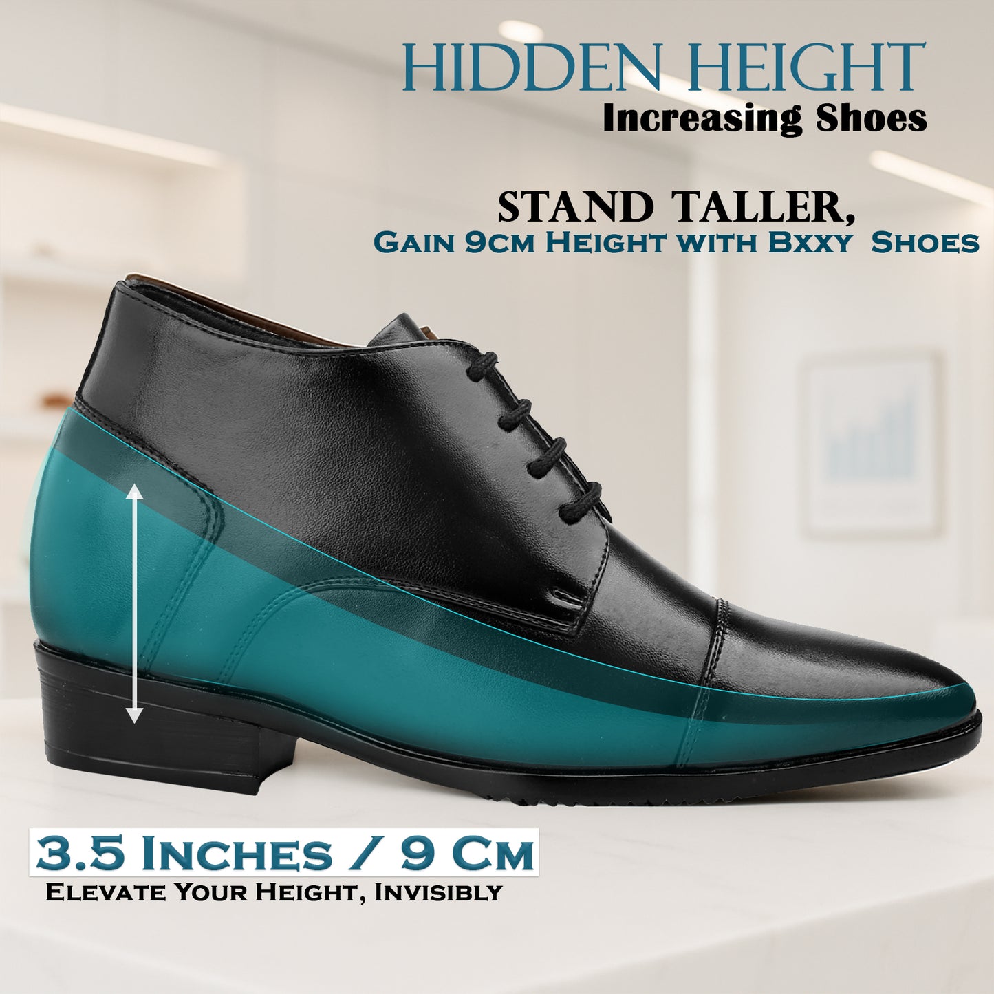 Formal Elevator Shoes for Men – 9CM Invisible Height Lift, Elegant Design