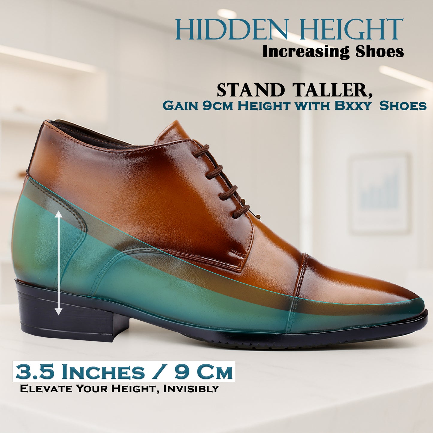 Formal Elevator Shoes for Men – 9CM Invisible Height Lift, Elegant Design