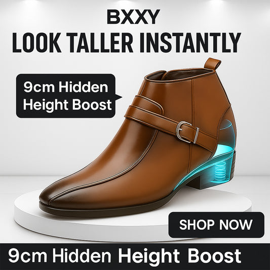 Men’s 9cm Hidden Heel Formal Height Increasing Boots