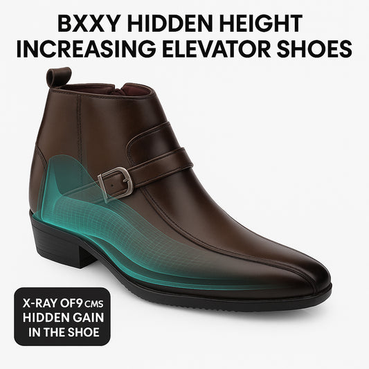 Men’s 9cm Hidden Heel Formal Height Increasing Boots