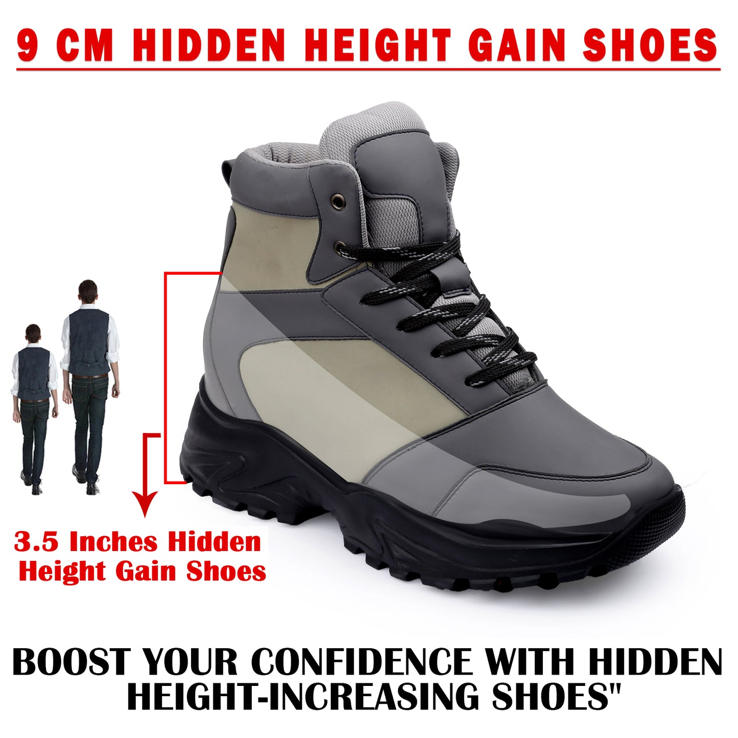 Stylish 3.5 Inches (9CM) Lift Shoes for Men