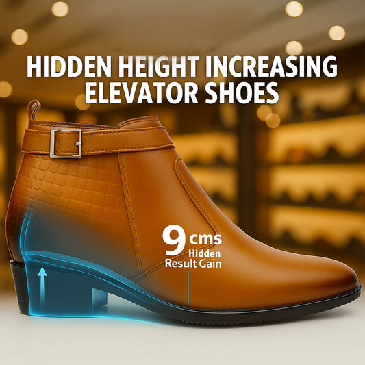 Men’s Classic Look with 3.5 Inches Hidden Lift Elevator Boots