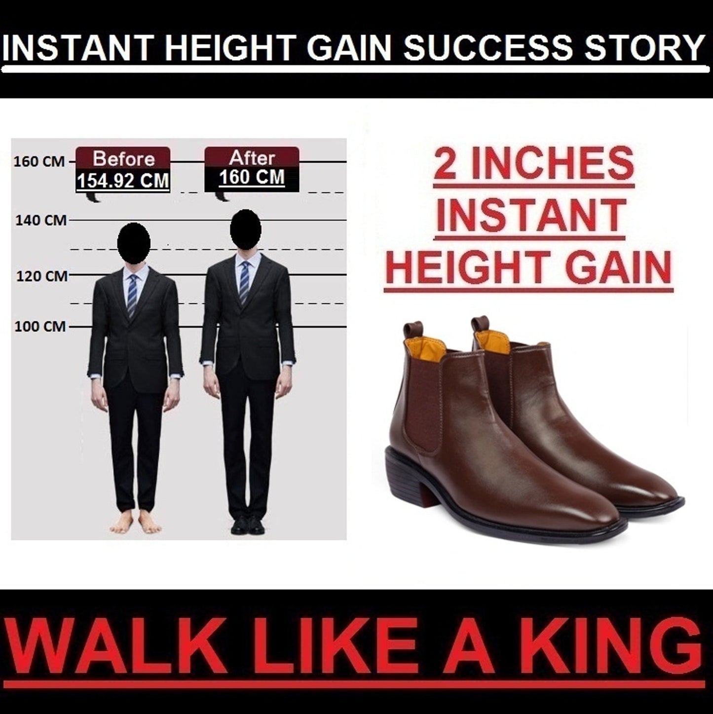 New Stylish Men's 2 Inch Hidden Height Increasing Trendiest Boots