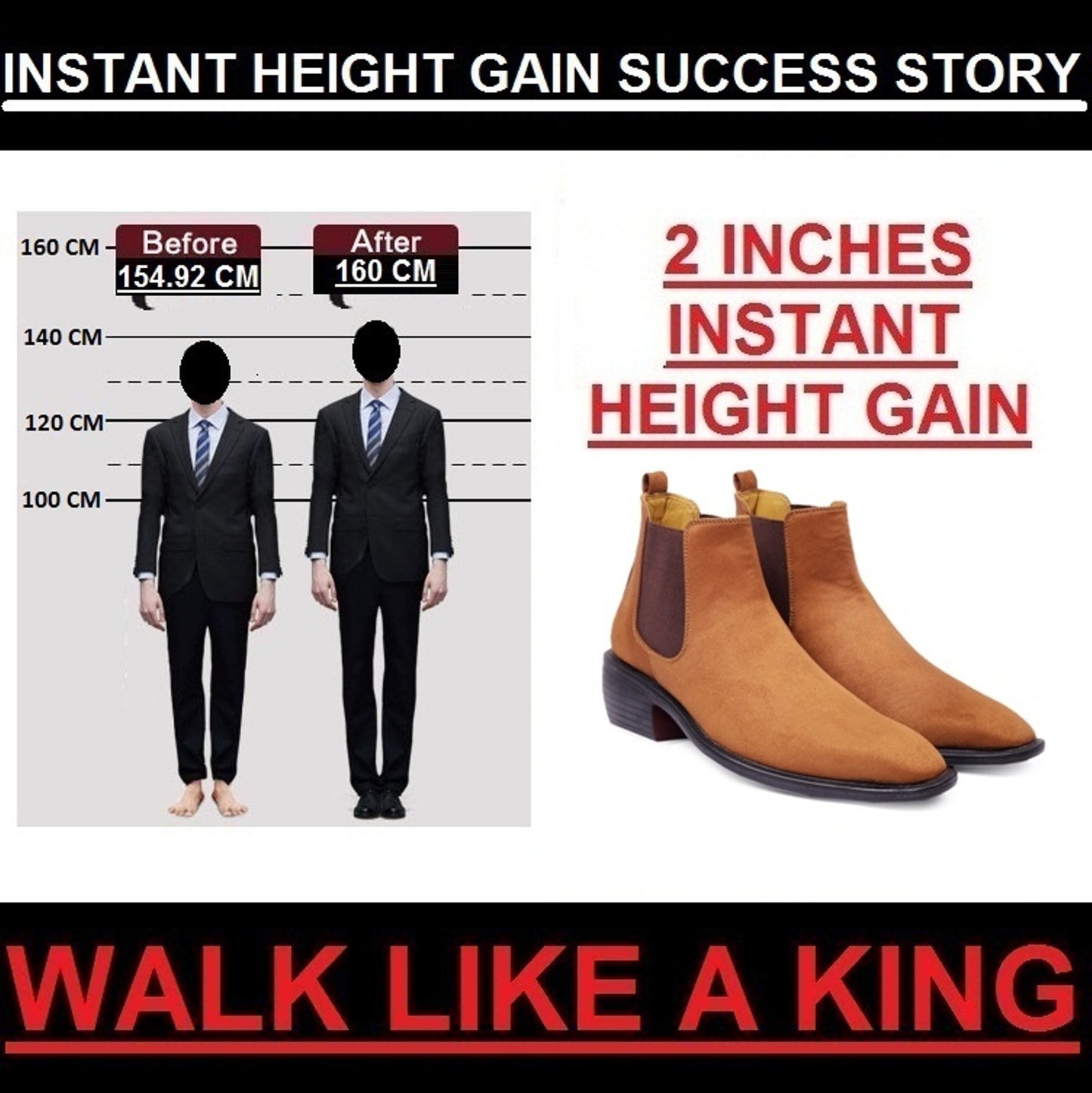 Men’s British-Style Suede Height Lift Boots