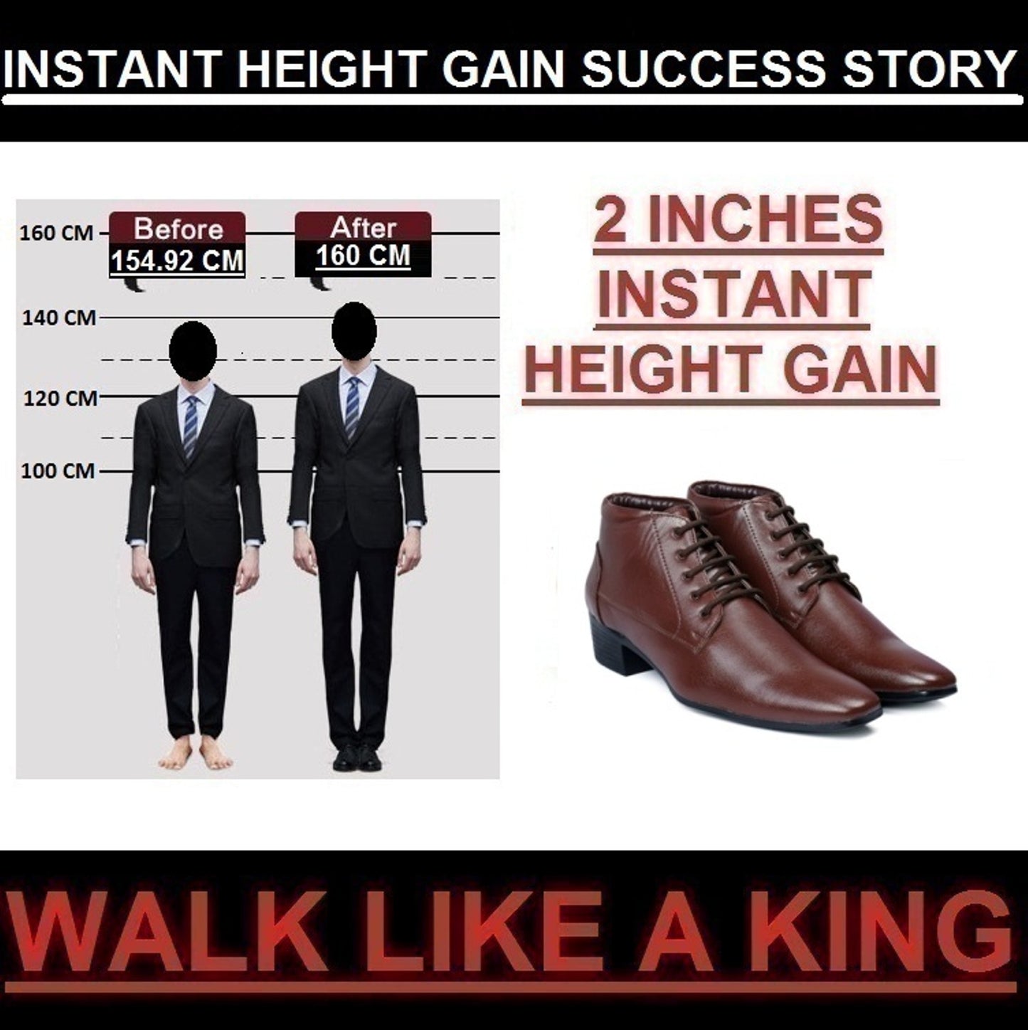 Bxxy Height Increasing Formal Lace-up Boots