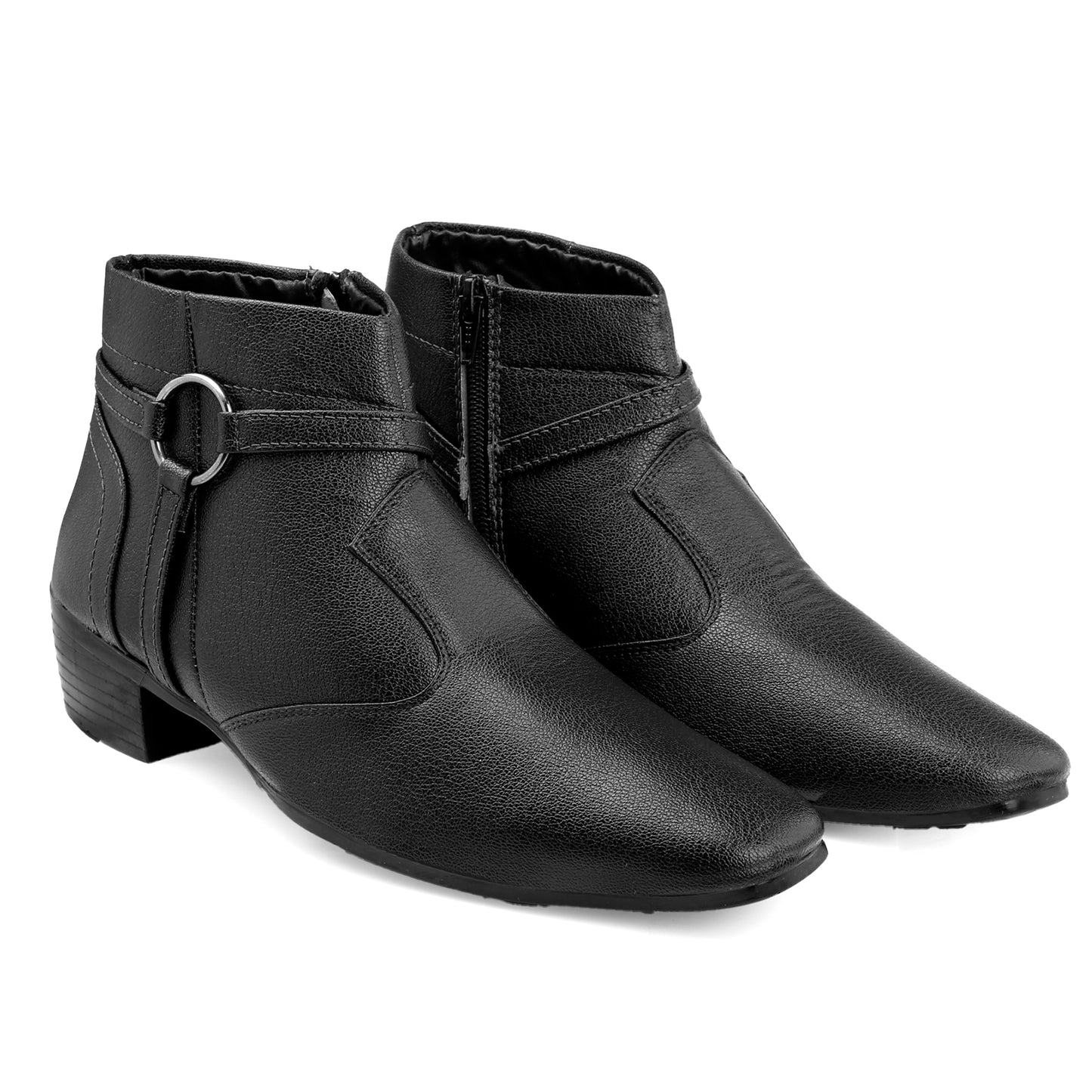 BXXY 2 Inch Height Increasing Office Wear Zipper and Buckle Boots