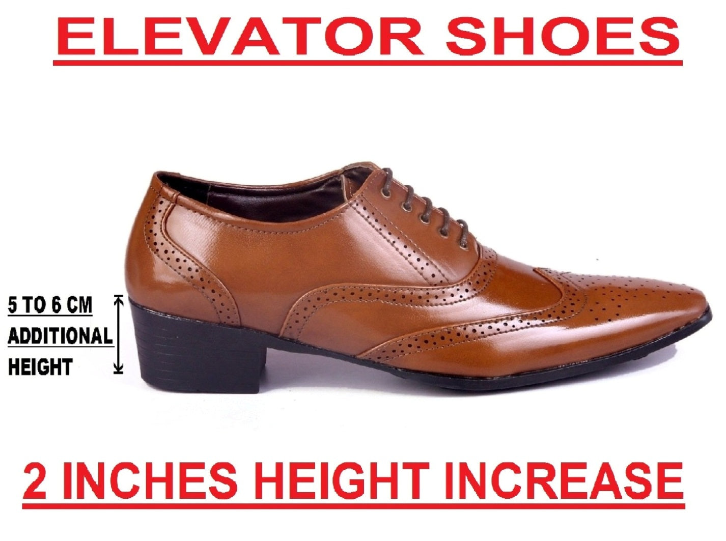 BXXY Height Increasing Formal And Office Wear Brogue Shoes For Men