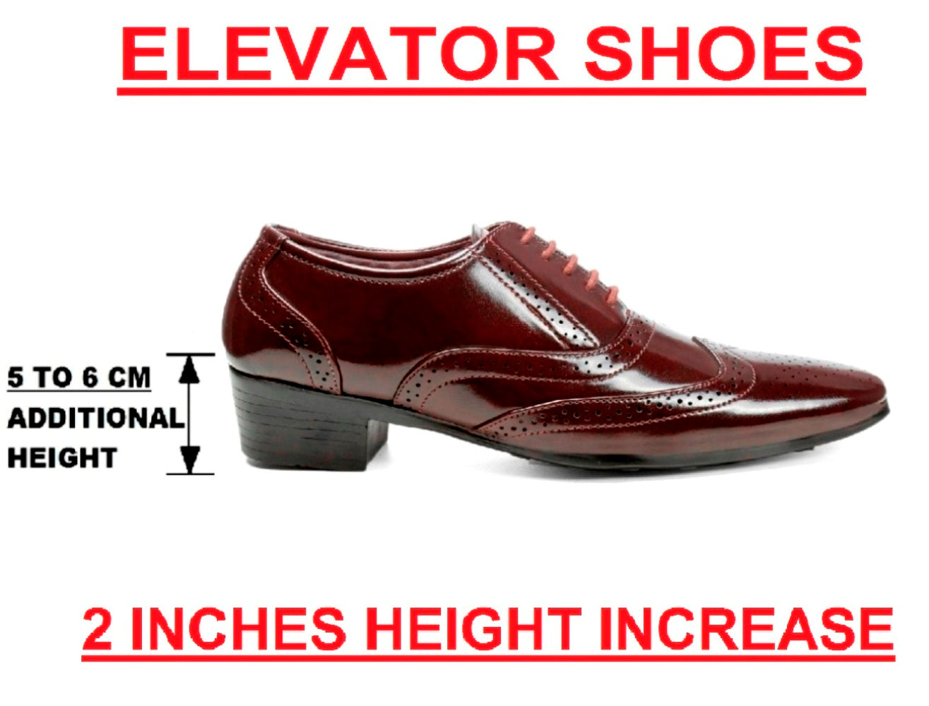 BXXY Height Increasing Formal And Office Wear Brogue Shoes For Men