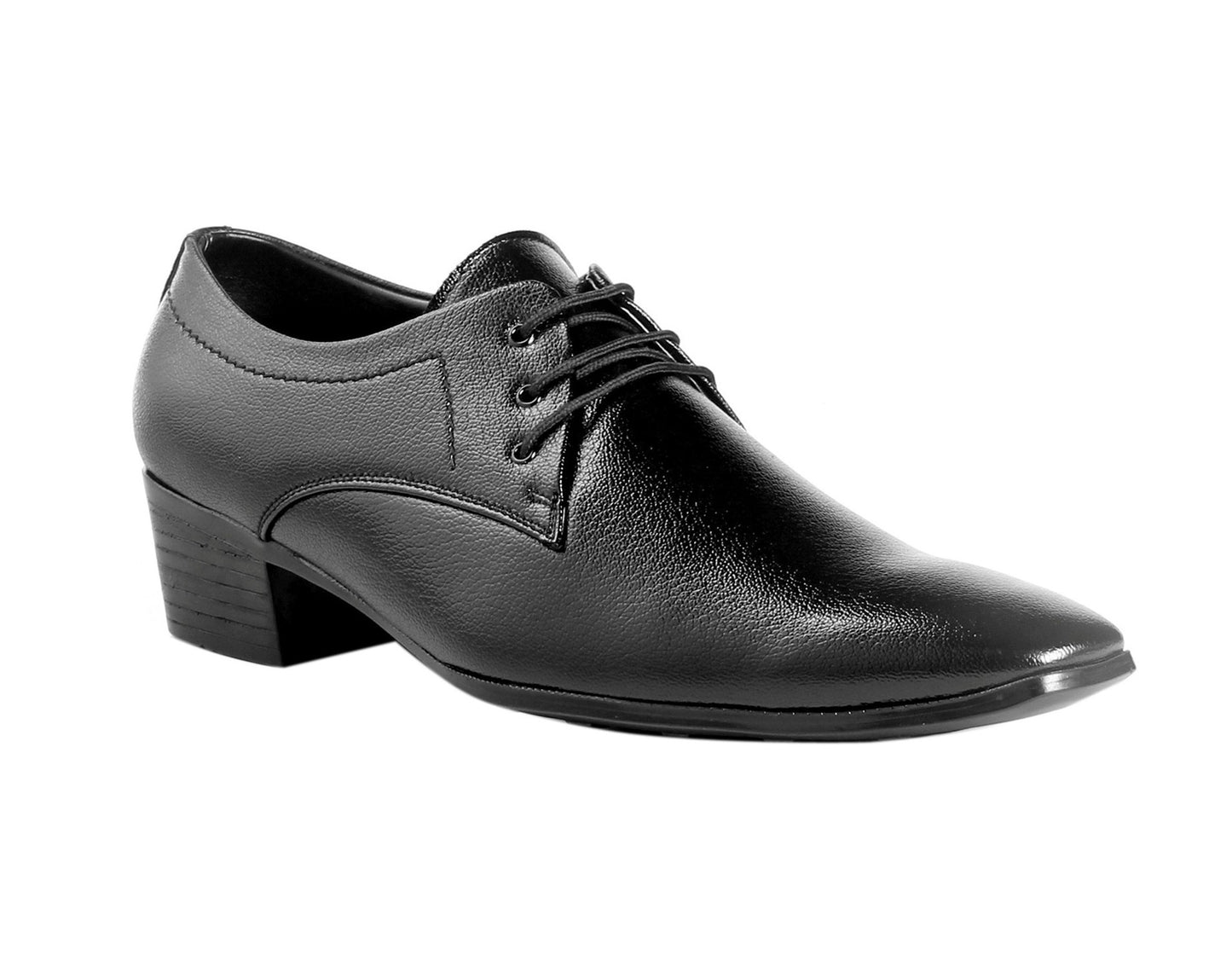 Men/s Height Increasing Derby Faux Upper Formal Wear Black Lace Up Shoes