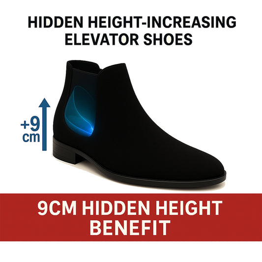 9CM Height Increasing Chelsea Boots for Men – Hidden Heel Lift Ankle Boots