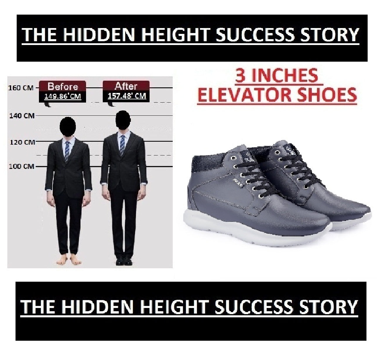 Bxxy's Men 3 Inch Hidden Height Increasing/Elevator Casual Lace-up Outdoor Sneaker Boot