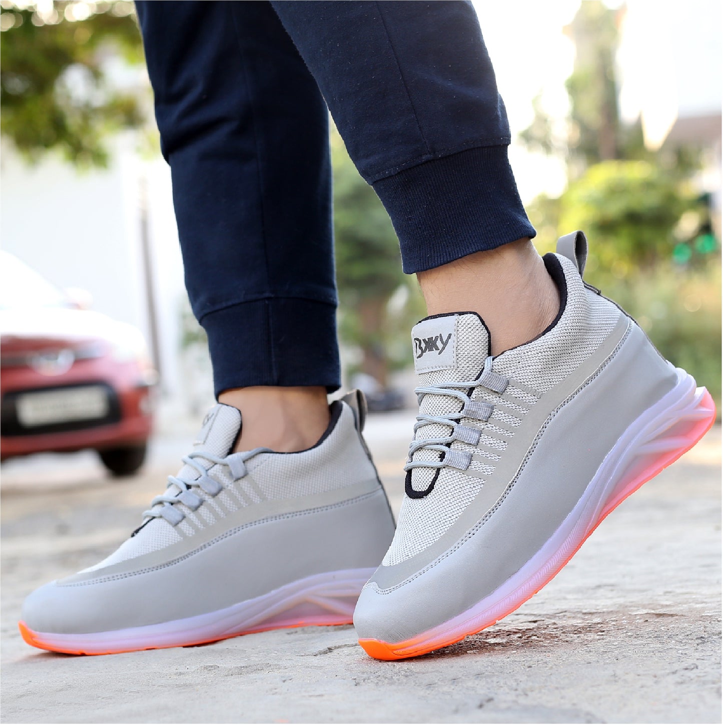 BXXY Men's 3 Inch Hidden Height Increasing Casual Sports Lace-Up Shoes with Airmix Sole.