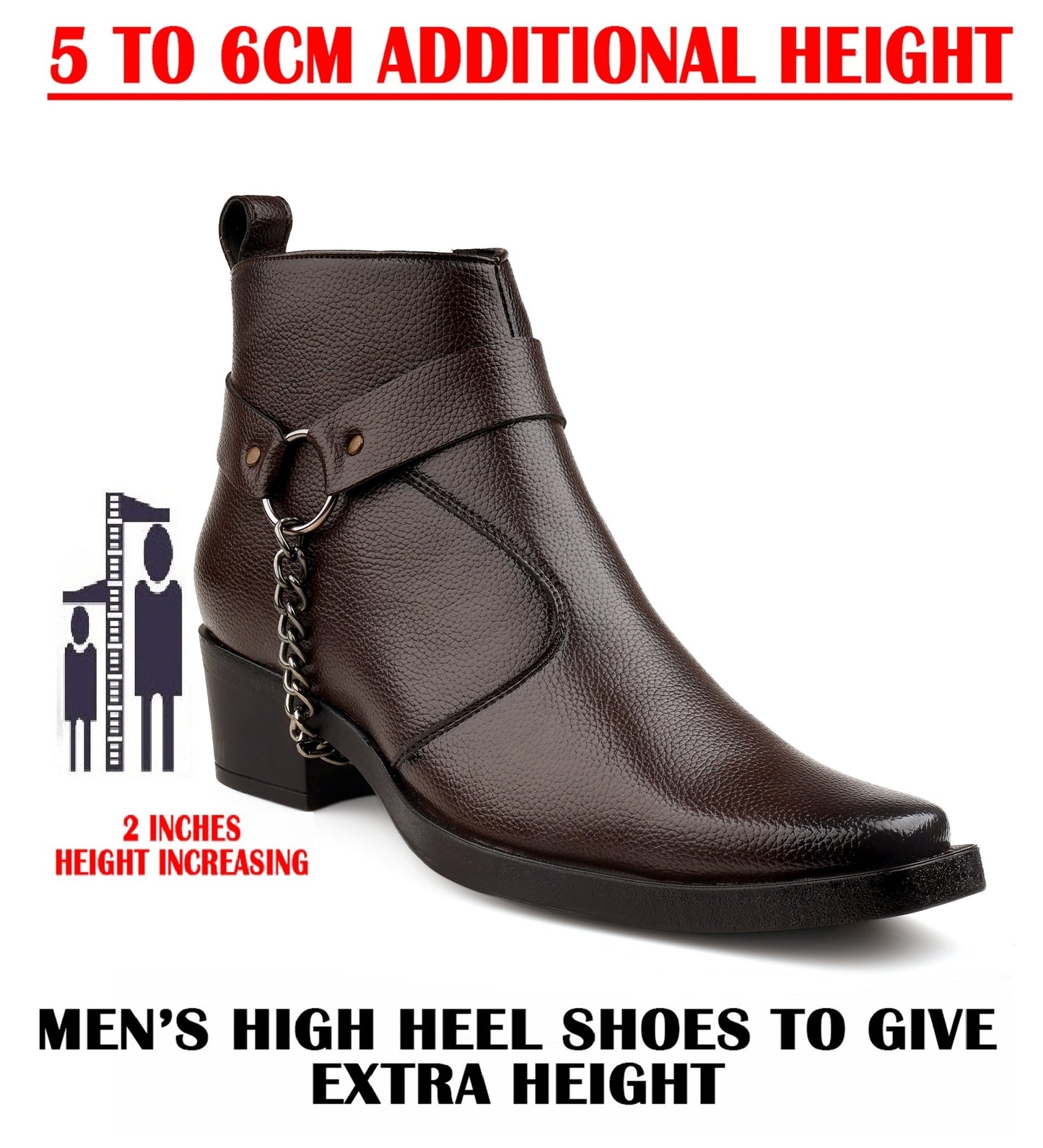 Stylish 2 Inches Heel Height Elevator Boots for Extra Confidence