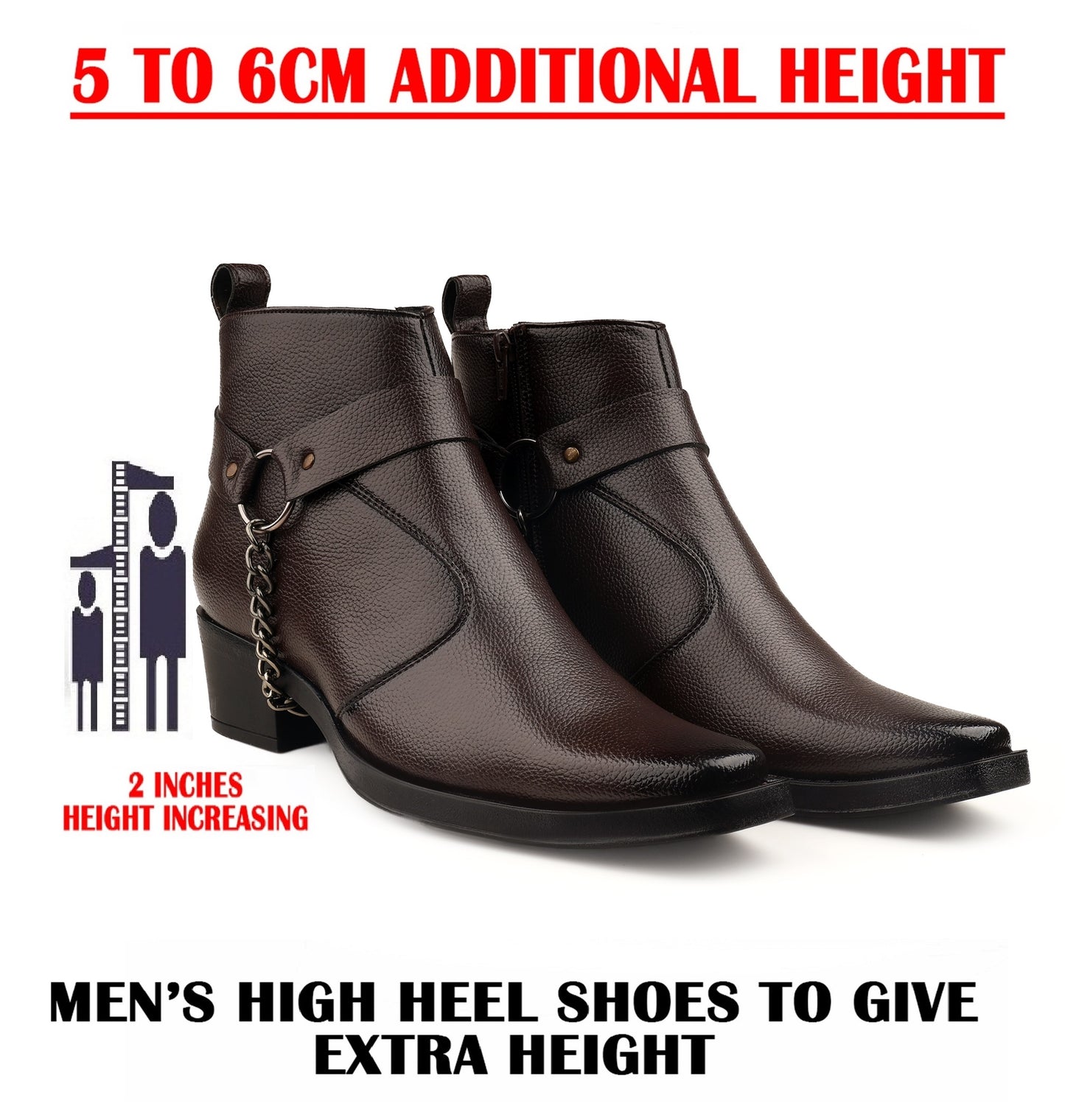 Stylish 2 Inches Heel Height Elevator Boots for Extra Confidence