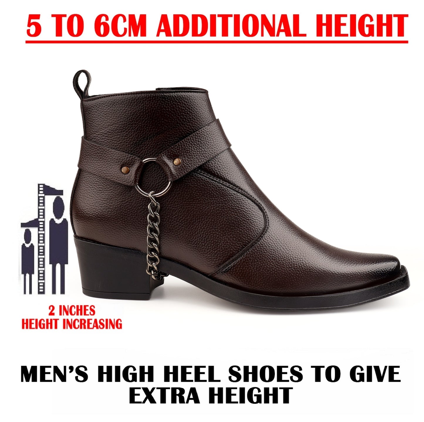 Stylish 2 Inches Heel Height Elevator Boots for Extra Confidence