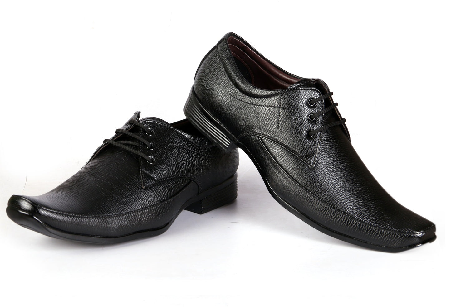 Men/s Derby Faux Upper Office And Formal Wear Lace Up Black Shoes