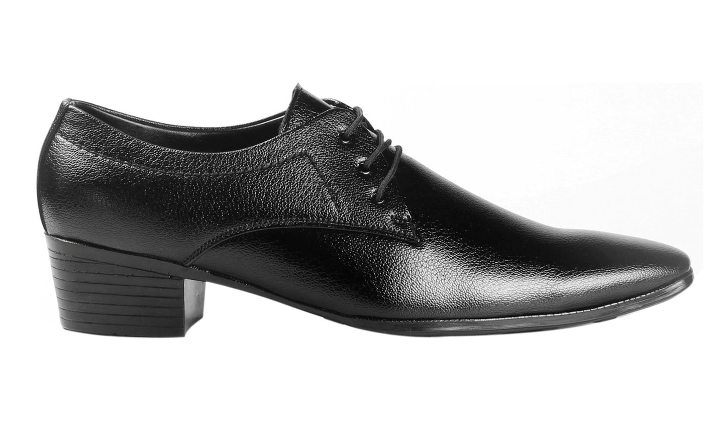Men/s Height Increasing Derby Faux Upper Formal Wear Black Lace Up Shoes