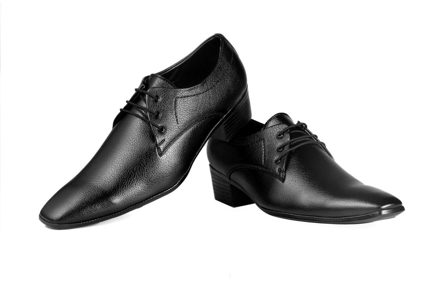 Men/s Height Increasing Derby Faux Upper Formal Wear Black Lace Up Shoes
